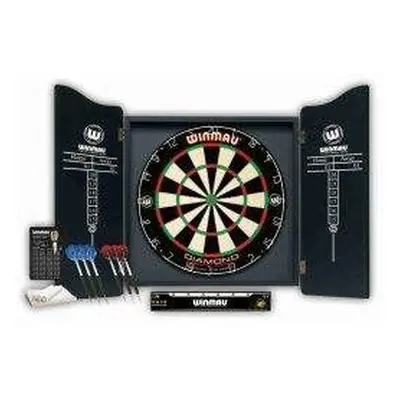 Terč na šipky Winmau Professional Darts Set - Kabinet s terčem a šipkami - Black Profi