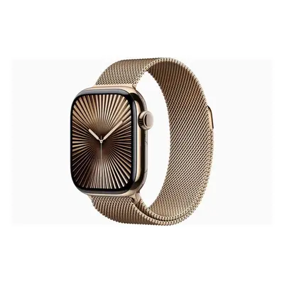 Chytré hodinky Apple Watch Series 10 46mm Cellular Zlatý titan se zlatým milánským tahem - M/L