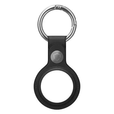 AirTag klíčenka AlzaGuard Genuine Leather Keychain pro Airtag černá