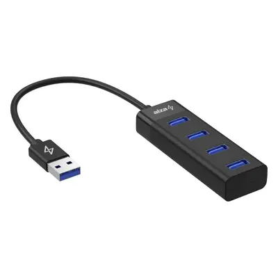 USB Hub AlzaPower Core USB-A (M) na 4x USB-A (F) černá