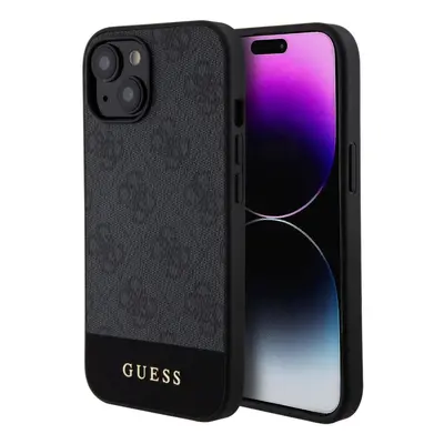 Kryt na mobil Guess PU 4G Stripe MagSafe Zadní Kryt pro iPhone 15 Black