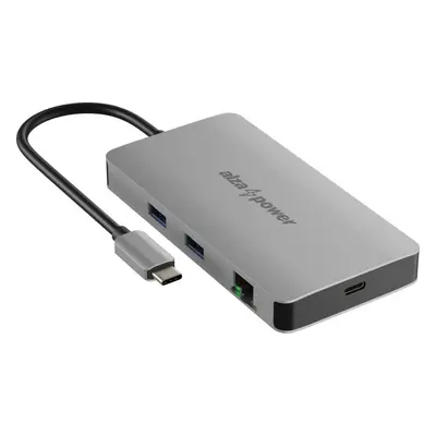 Dokovací stanice AlzaPower Metal USB-C Dock Station 8v1 Dual Screen C8L vesmírně šedý