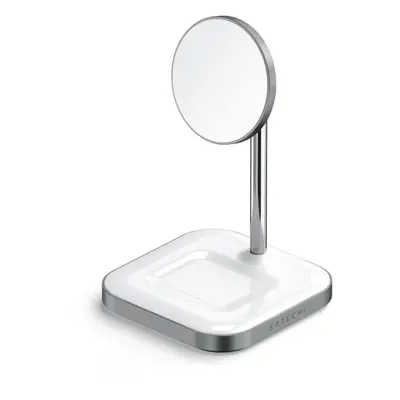 Nabíjecí stojánek Satechi Aluminium 2-in-1 Magnetic Wireless Charging Stand White