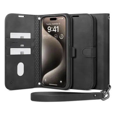 Pouzdro na mobil Spigen Wallet S Pro Black iPhone 15 Pro