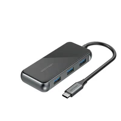 USB Hub Vention USB-C to 4x USB3.0/PD gray