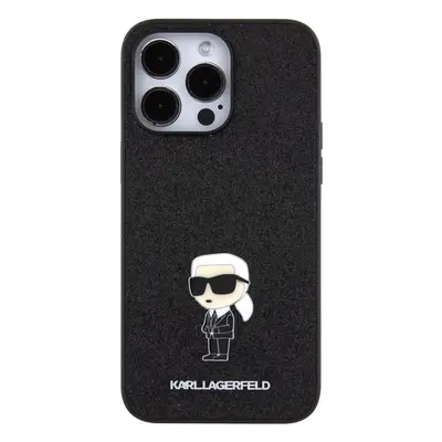 Kryt na mobil Karl Lagerfeld Fixed Glitter Metal Ikonik Zadní Kryt pro iPhone 15 Pro Max Black