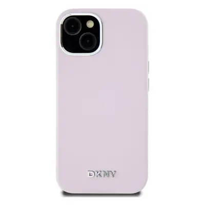 Kryt na mobil DKNY Liquid Silicone Silver Metal Logo Magsafe Zadní Kryt pro iPhone 15 Pink