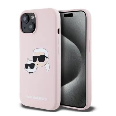 Kryt na mobil Karl Lagerfeld Liquid Silicone Double Heads MagSafe Zadní Kryt pro iPhone 15 Pink