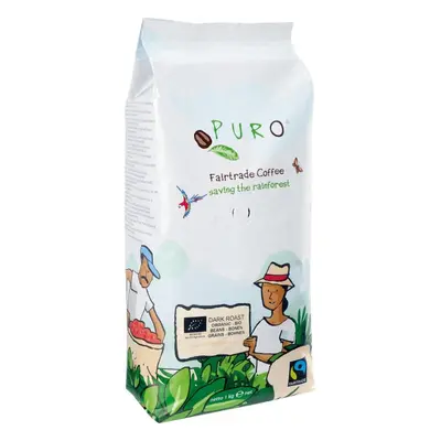 Káva Puro Zrnková káva Fairtrade BIO DARK ROAST 100% Arabica 1Kg