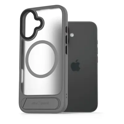 Kryt na mobil AlzaGuard Matte Case with Stand Compatible with MagSafe for iPhone 16 šedý