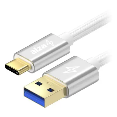 Datový kabel AlzaPower AluCore USB-A to USB-C 3.2 Gen 1 60W 5Gbps 1m stříbrný