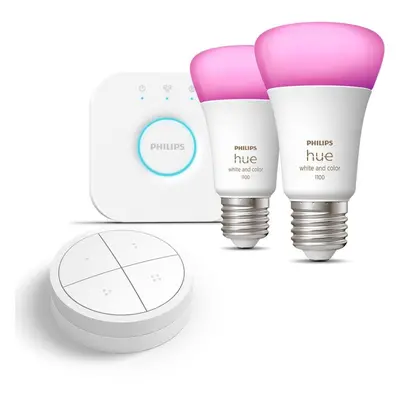 LED žárovka Philips Hue White and Color Ambiance 9W 1100 E27 malý promo starter kit + Philips Hu