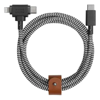 Datový kabel Native Union Belt Universal Cable (USB-C – Lighting/USB-C) 1.5m Zebra