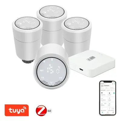 Termostatická hlavice IMMAX NEO Smart Thermostat 4+1 Starter Kit, Zigbee, TUYA