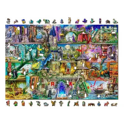 Puzzle Woden City Dřevěné puzzle Byla jednou jedna pohádka 2v1, 2000 dílků eko