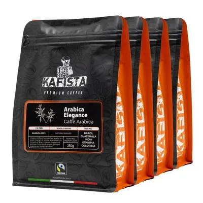 Káva Kafista Zrnková Káva "Arabica Elegance" – 100% Arabica směs, Pražená v Itálii 4 x 250 g