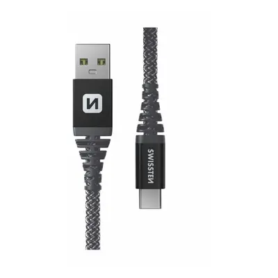 Datový kabel Swissten Kevlar USB / USB-C 1.5m antracit