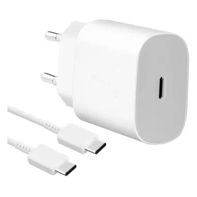 Nabíječka do sítě Samsung cestovní nabíječka 25W + USB-C/USB-C datový kabel White (Bulk)