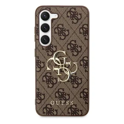 Kryt na mobil Guess PU 4G Metal Logo Zadní Kryt pro Samsung Galaxy S23 Brown