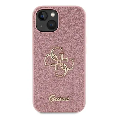 Kryt na mobil Guess PU Fixed Glitter 4G Metal Logo Zadní Kryt pro iPhone 13 Pink