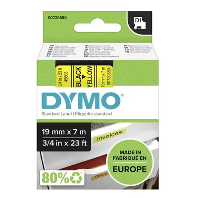 Dymo originální páska do tiskárny štítků, Dymo, 45808, S0720880, černý tisk/žlutý podklad, 7m, 1