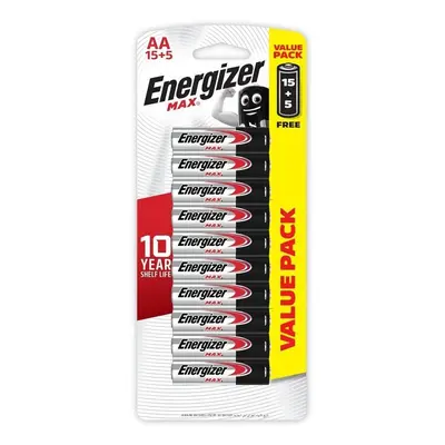 Jednorázová baterie Energizer MAX AA 15+5 zdarma