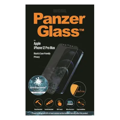 Ochranné sklo PanzerGlass Edge-to-Edge Privacy Antibacterial pro Apple iPhone 12 Pro Max černé