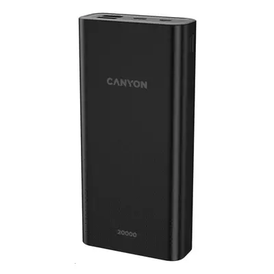 CANYON powerbanka PB-2001, 20000mAh Li-poly, Input 5V/2A microUSB + USB C, Output 5V/2.1A USB-A,