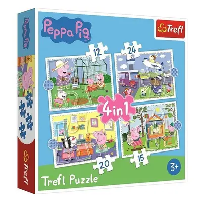 Puzzle Puzzle Prasátko Peppa: Vzpomínky na prázdniny 4v1 (12,15,20,24 dílků)