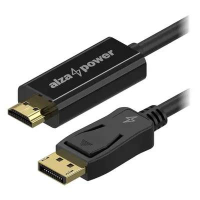 Video kabel AlzaPower Core DisplayPort (M) na HDMI (M) 4K 3m černý