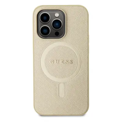 Kryt na mobil Guess PU Saffiano MagSafe Zadní Kryt pro iPhone 15 Pro Beige