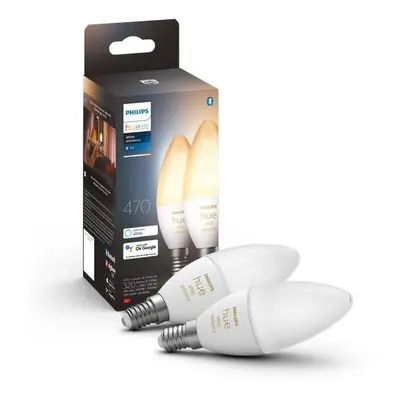 Philips Hue 8719514356733 LED žárovky set 2x4W | E14 | 470lm | 2200-6500K - sada 2ks, svíčka, st