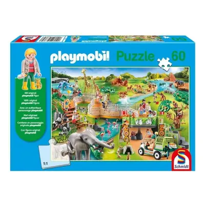 Puzzle Puzzle Playmobil Zoo 60 dílků + figurka Playmobil