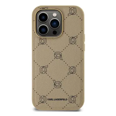 Kryt na mobil Karl Lagerfeld PU Karl Heads Pattern MagSafe Zadní Kryt pro iPhone 14 Pro Beige