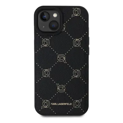 Kryt na mobil Karl Lagerfeld PU Karl Heads Pattern MagSafe Zadní Kryt pro iPhone 15 Black