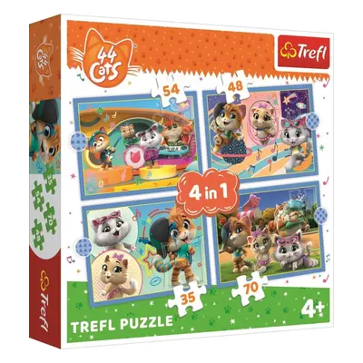 Puzzle Trefl Puzzle 44 koček: Kočičí tým 4v1 (35,48,54,70 dílků)