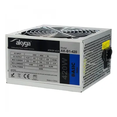 Akyga ATX Zdroj 420W Basic ventiláror 120mm P4 3xSATA