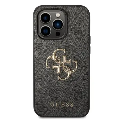 Kryt na mobil Guess PU 4G Metal Logo Zadní Kryt pro iPhone 15 Pro Grey