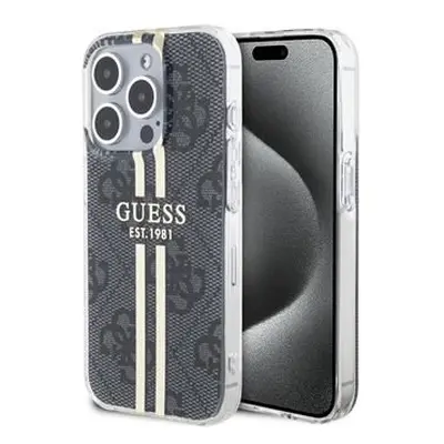 Guess IML 4G Gold Stripe Zadní Kryt pro iPhone 15 Pro Black