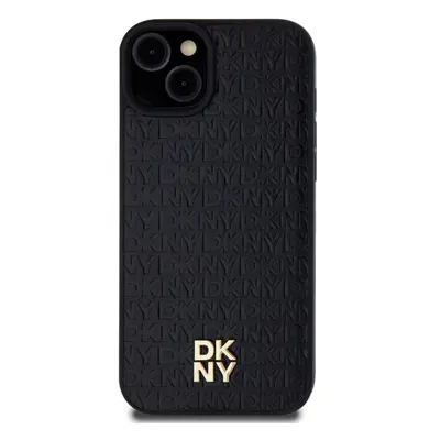 Kryt na mobil DKNY PU Leather Repeat Pattern Stack Logo MagSafe Zadní Kryt pro iPhone 13 Black