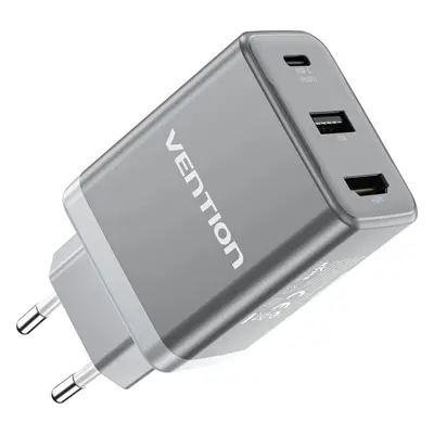 Nabíječka do sítě Vention USB-C + USB-A + HDMI GaN Laptop + Nintendo Switch Dock (60W / 5W / 4K@