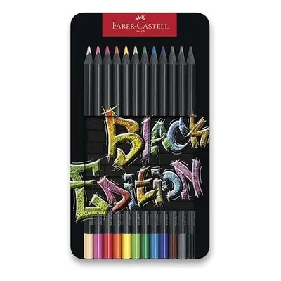 Pastelky FABER-CASTELL Black Edition v plechu, 12 barev