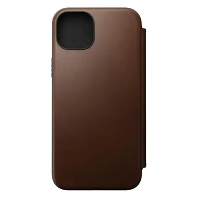 Pouzdro na mobil Nomad Modern Leather Folio Brown iPhone 15 Plus