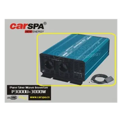 Měnič napětí Carspa P3000U-24 24V/230V+USB 3000W, čistá sinusovka