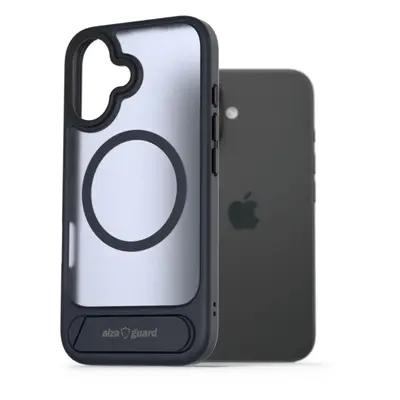 Kryt na mobil AlzaGuard Matte Case with Stand Compatible with MagSafe for iPhone 16 tmavě modrý