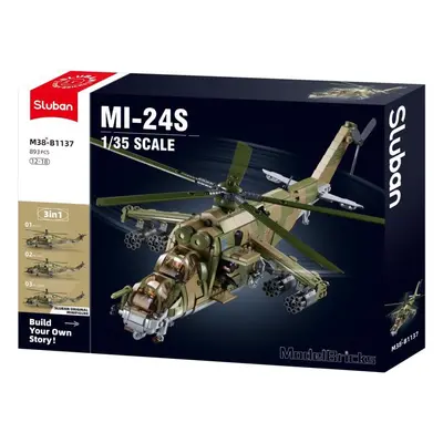 Stavebnice Sluban Army Model Bricks M38-B1137 Dělostřelecký vrtulník MI-24S