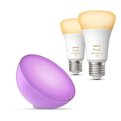 Sada chytrého osvětlení Philips HueWA 8W A60 E27 2P EU + COL Hue Go V2 EU white