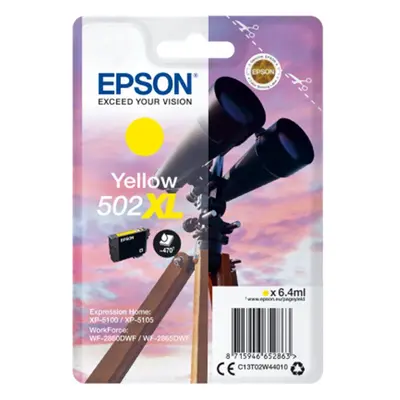 Epson originální ink C13T02W44010, 502XL, T02W440, yellow, 470str., 6.4ml, Epson XP-5100, XP-510