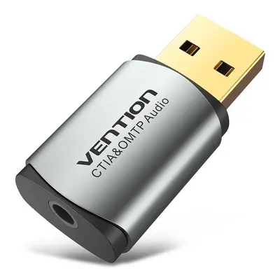 Externí zvuková karta Vention USB External Sound Card Gray Metal Type (OMTP-CTIA)