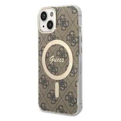 Kryt na mobil Guess 4G IML MagSafe Kompatibilní Zadní Kryt pro iPhone 14 Brown